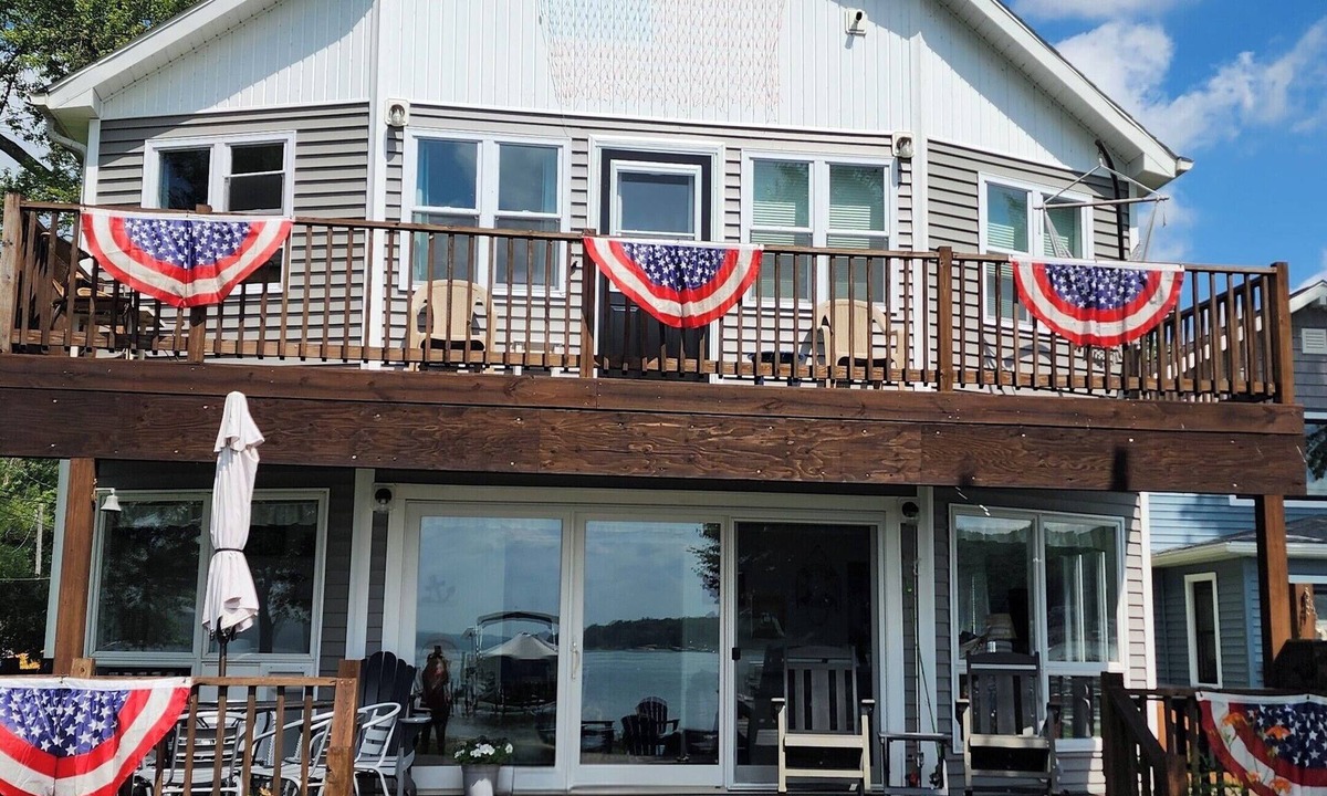 Bemus Point House | Bemus Point lakefront family home with deck, dock, boat slip, sunroom with view
