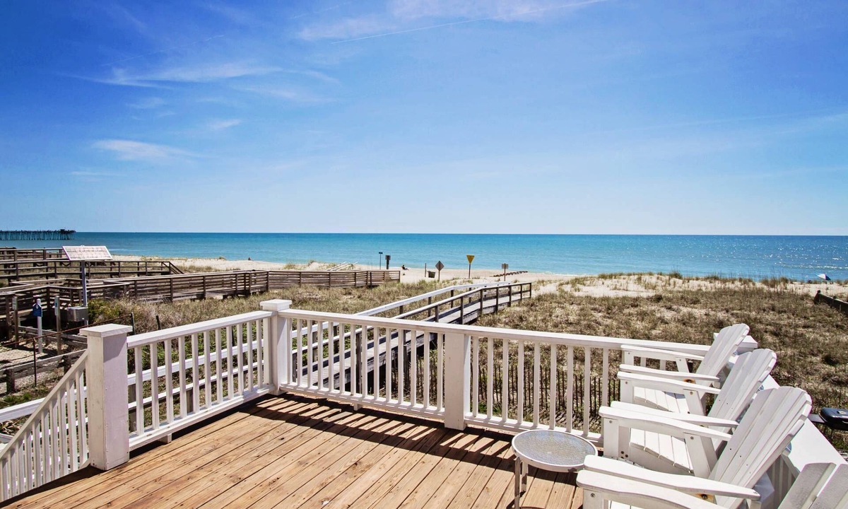 Kure Beach House | Oceanfront Escape | 4 Balconies, Beach Access, Walk to Kure Pier, Turtle Nesting Area! Dog Friendly