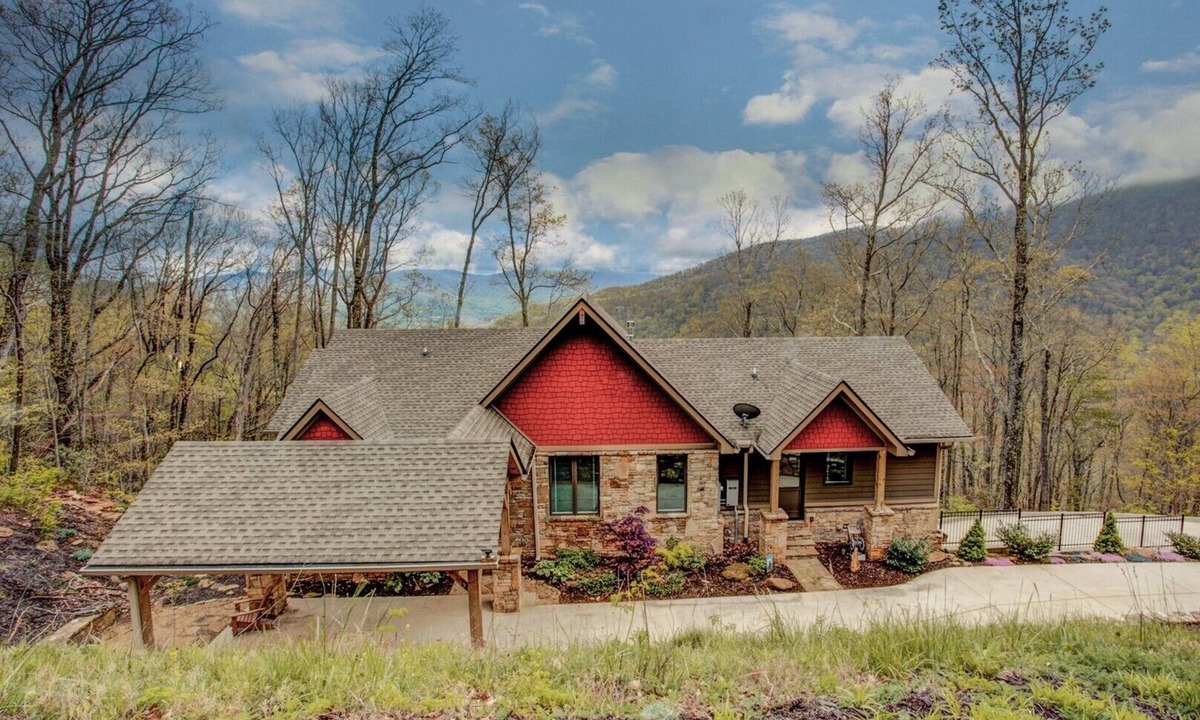 Laurel Ridge House | Sticks & Stones | Mountaintop Estate in Black Mountain with Hot Tub, Fireplace & Views