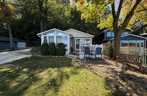 Gobles House | Charming Lakefront House with Hot Tub, Fire Pit, Kayak, and Fishing