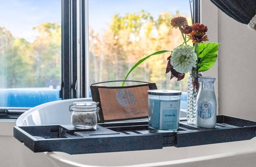 Brackney Cabin | Luxury Tiny House Over a Waterfall on Private Tiny Lake Sleep to Waterfall Sound