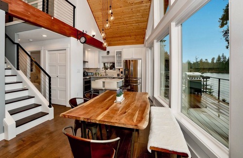 Warm Beach House | Modern Lakefront home, 3 bds, 2 baths, dock, gazebo, kayaks, and fishing.
