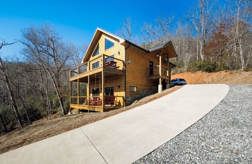 Fairview Cabin | Peaceful Cabin with mountain view! Hot tub, fire-pit and indoor fireplace!