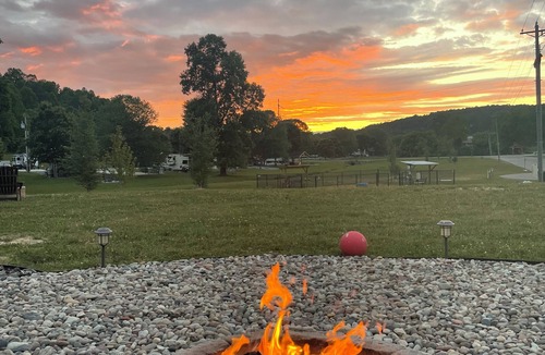 Morganton House | Tiny home mtn retreat-covered outdoor patio, firepit, pool, fishing, basketball