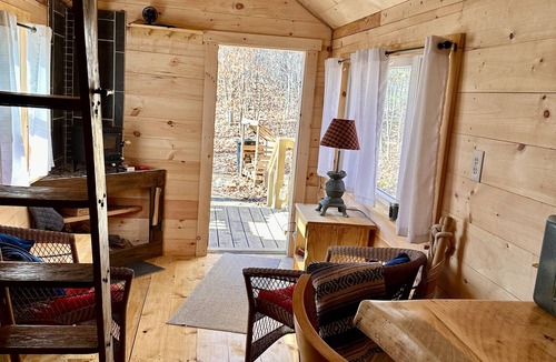 Whitefield Cabin | Tiny House with private hot tub on 100 acres
