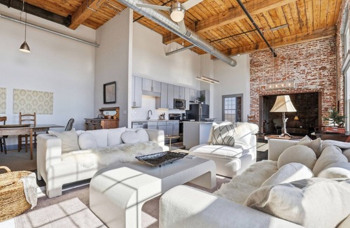 Converse Apartment | Top Floor River View, Historic Mill Loft, Sleeps 6
