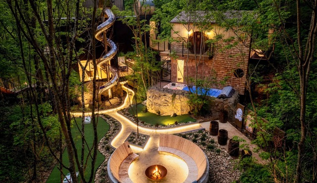 4-Story Slide, Swim Spa, Glow Golf & Rope Bridges