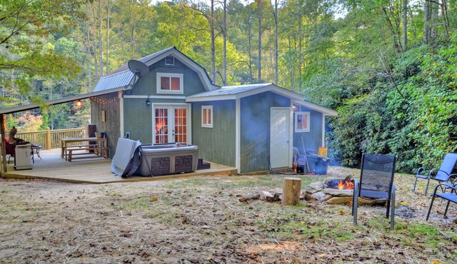 Cozy Forest Tiny Cabin Hot Tub Fire Pit Pets Welcome Near NOC & GSMR