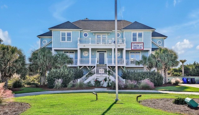 Experience oceanfront luxury at 'Our American Dream' in Oak Island, NC, perfect for 19 guests!