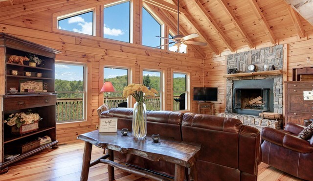 LOG HOME WITH AMAZING VIEWS OF MT. MITCHELL/FIREPLACE/HOT TUB/PET FRIENDLY