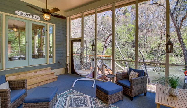 Riverfront Ellijay Home w/ Game Room & Grill!