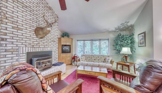 Spacious mountain view condo with library & gas fireplace - near skiing