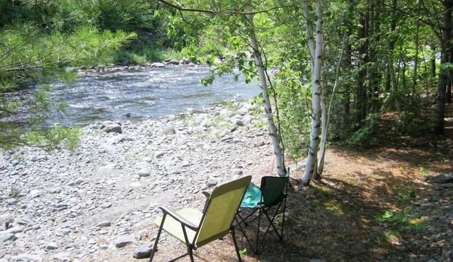 Streamside Campsite plus tiny cabin combines classic camping with rustic charm!