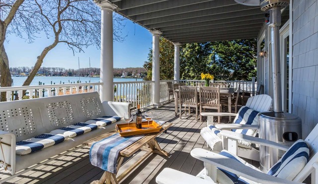 This thoughtfully styled home overlooks the Bay and is perfect for your Annapolis escape.