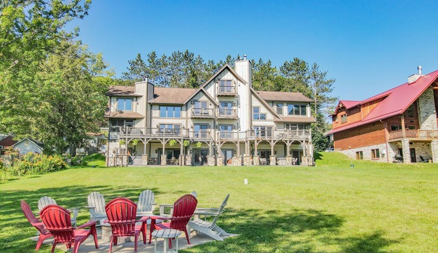 Walk to Wisp! Flat Lakefront + Fire Pit and Huge Dock!