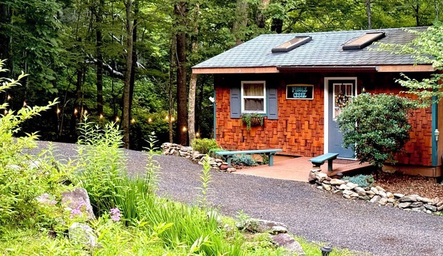 Welcome to Black Mountain Stomping Ground's Fiddle Creek w King Bed/brook.